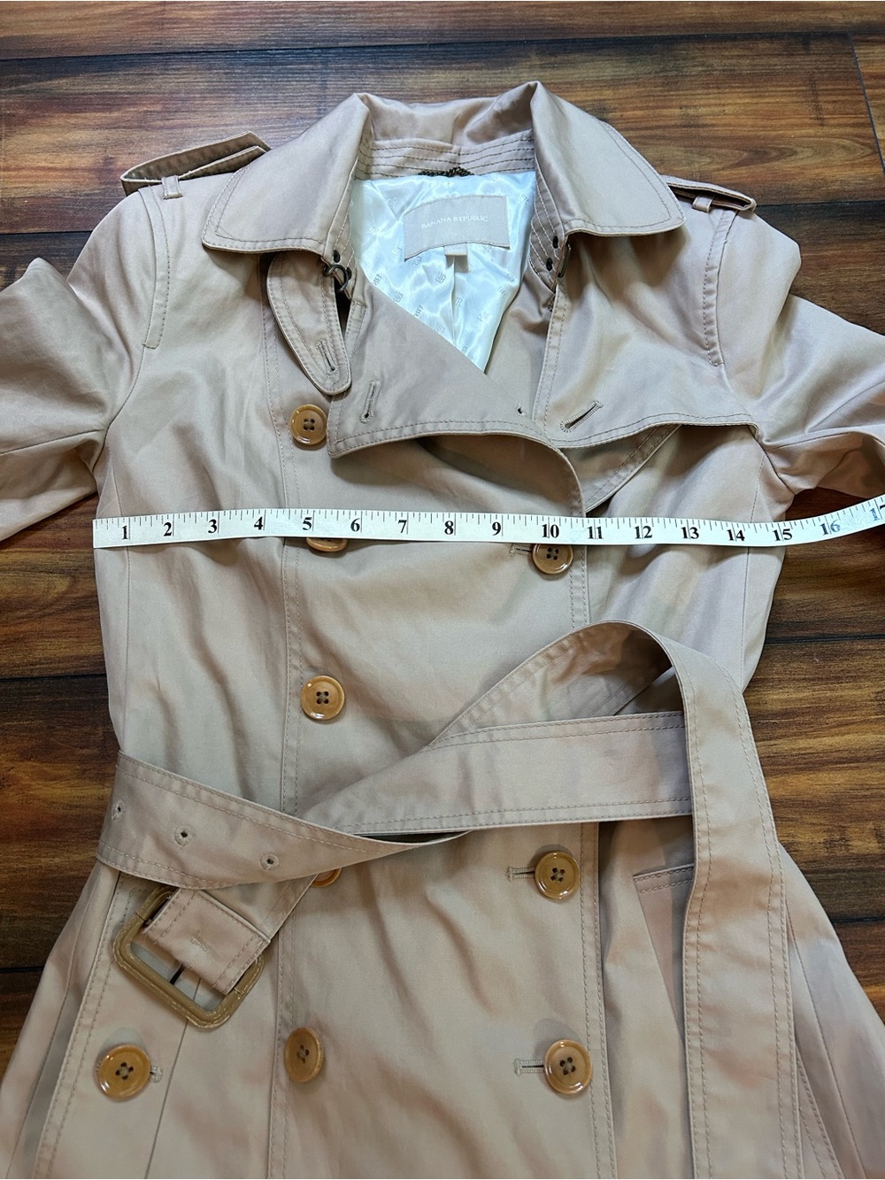 Banana Republic Classic Double-Breasted Trench Coat in Khaki XXS - Picture 6 of 7